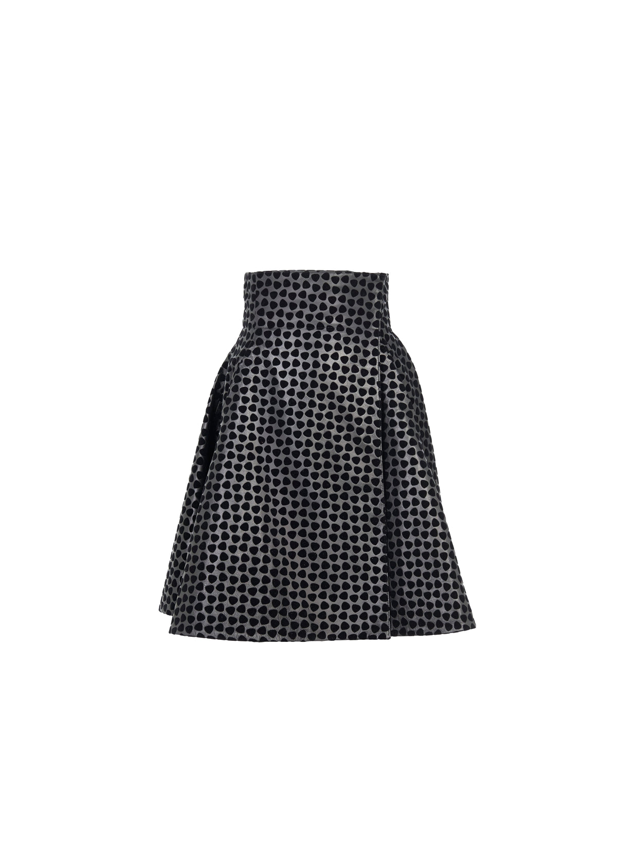 Leather Dalmatian Skirt - Black