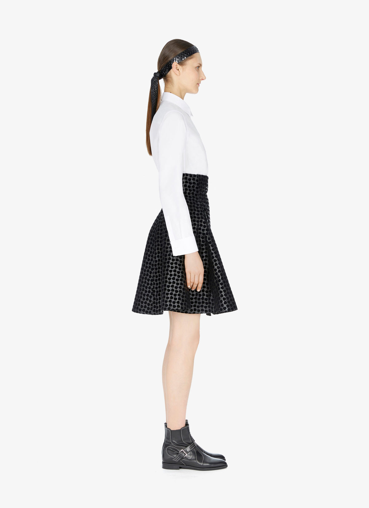 Leather Dalmatian skirt - Black