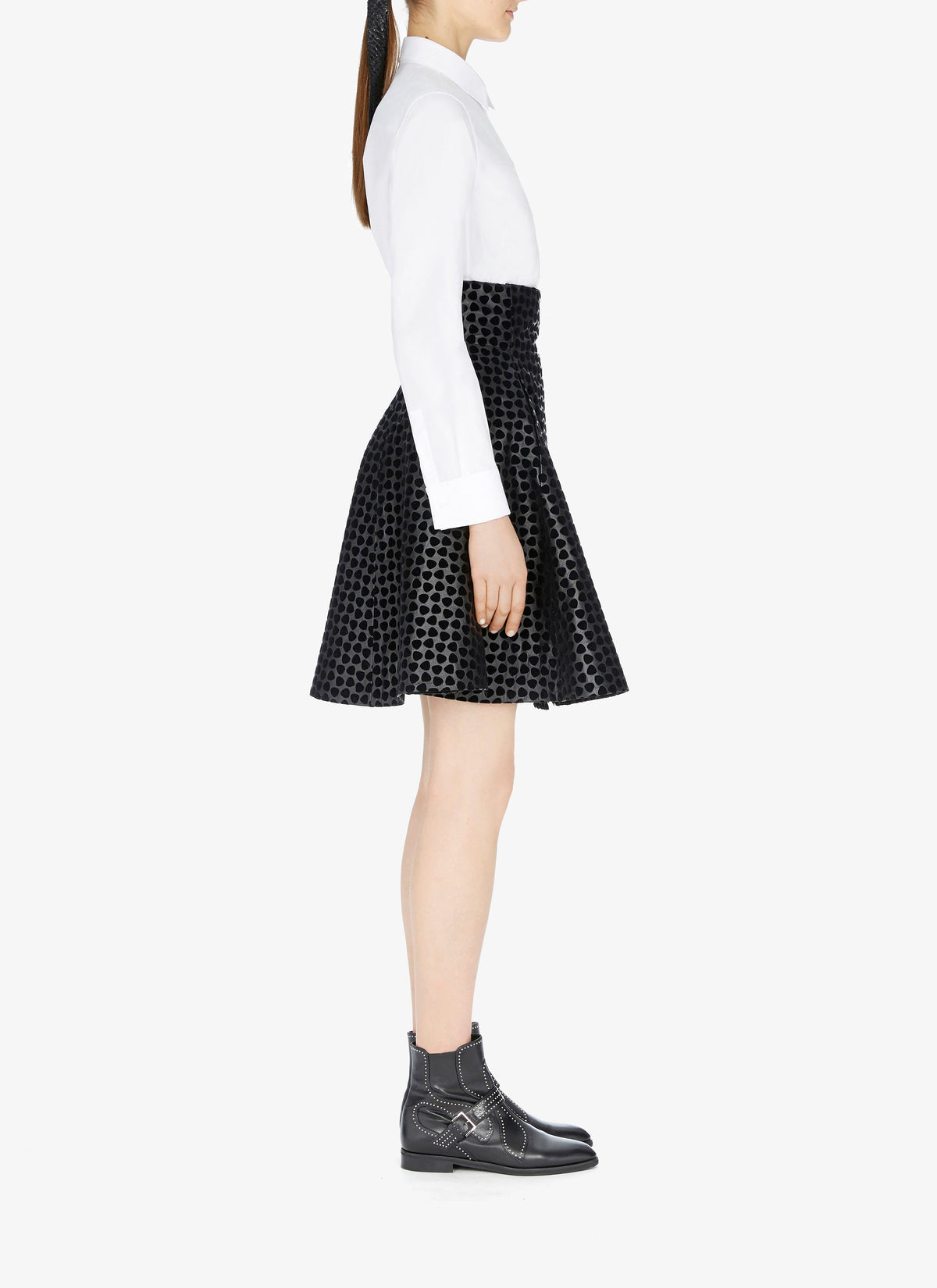 Leather Dalmatian Skirt - Black