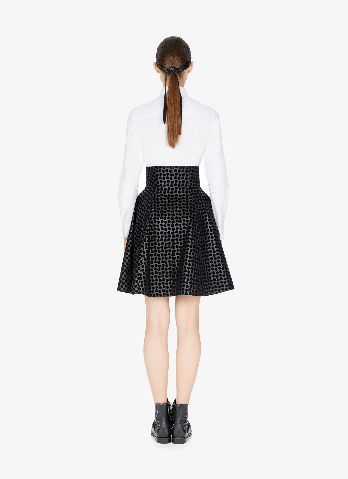 Leather Dalmatian skirt - Black