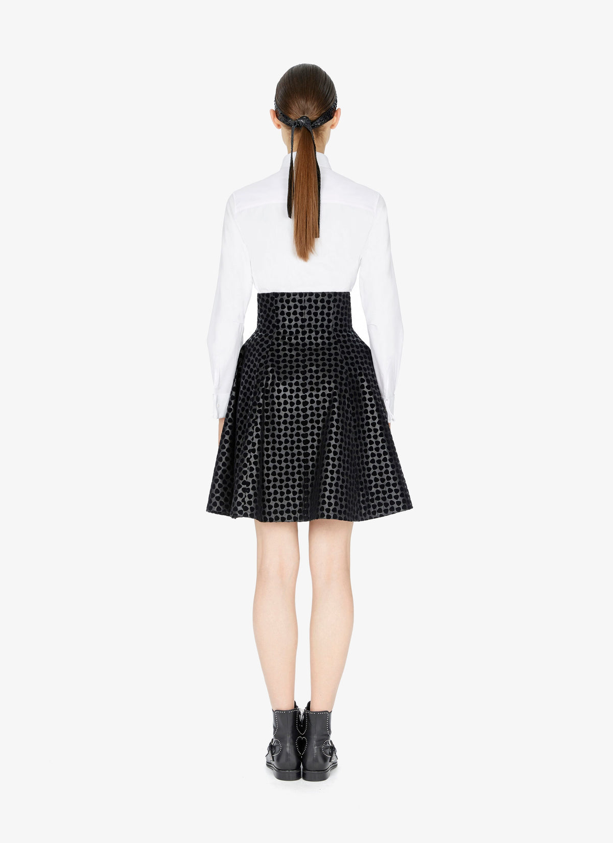 Leather Dalmatian Skirt - Black