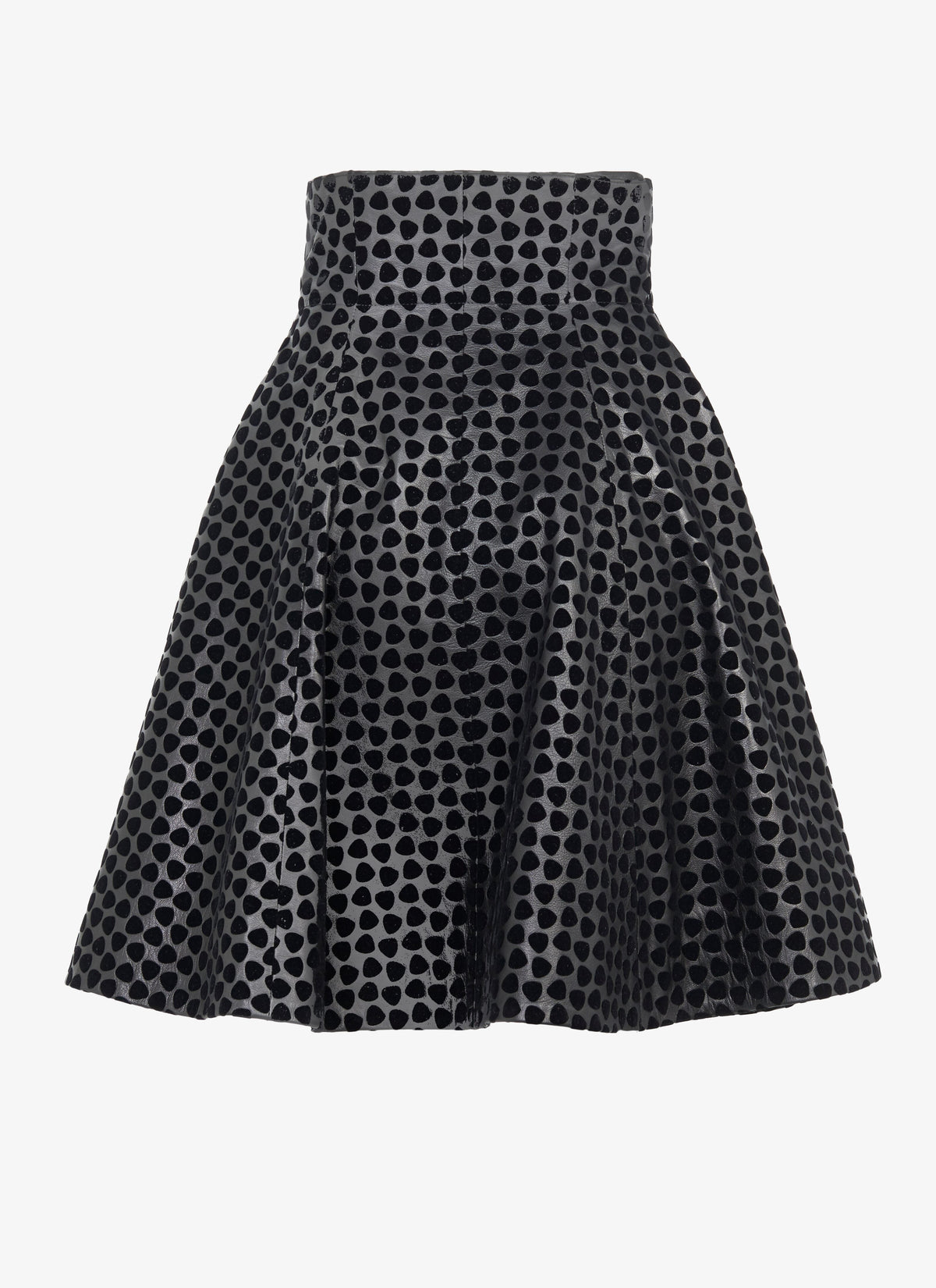Leather Dalmatian Skirt - Black