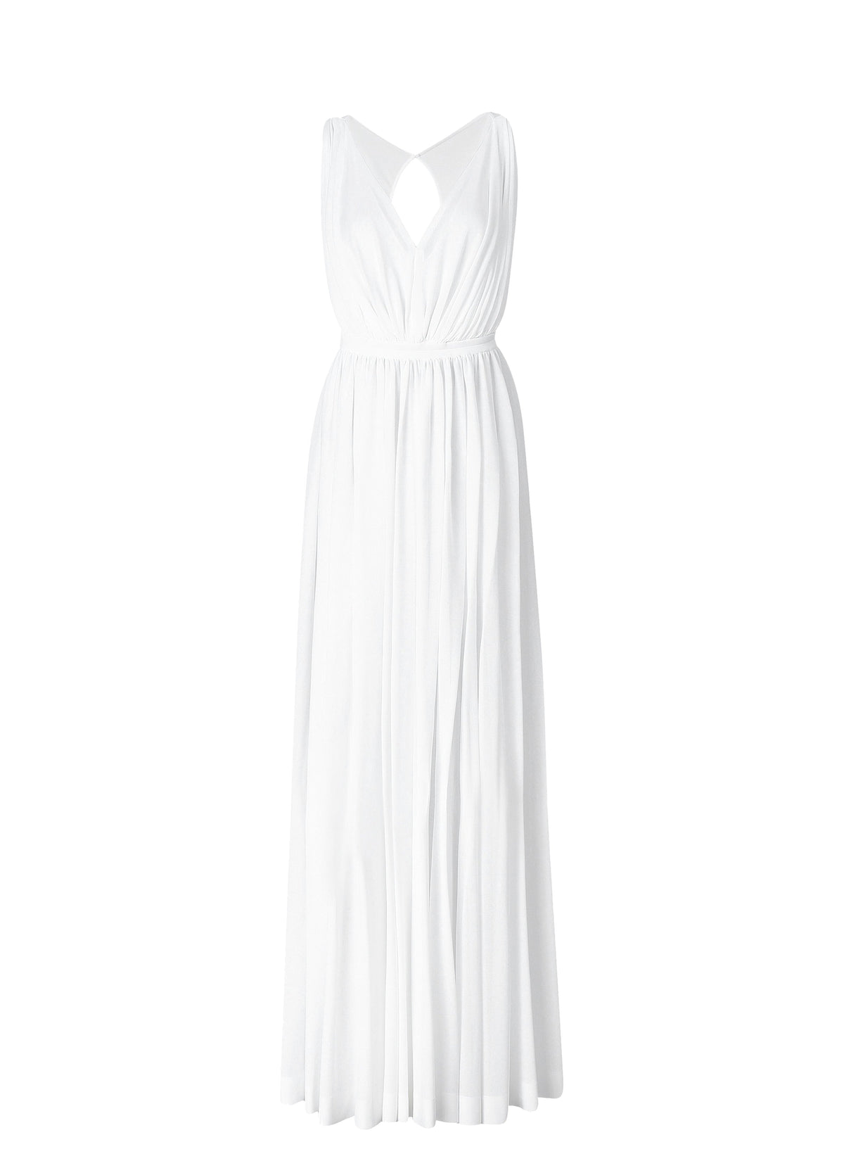 Open back draped fluid maxi dress - White
