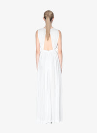 Open back draped fluid maxi dress - White