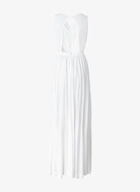 Open back draped fluid maxi dress - White