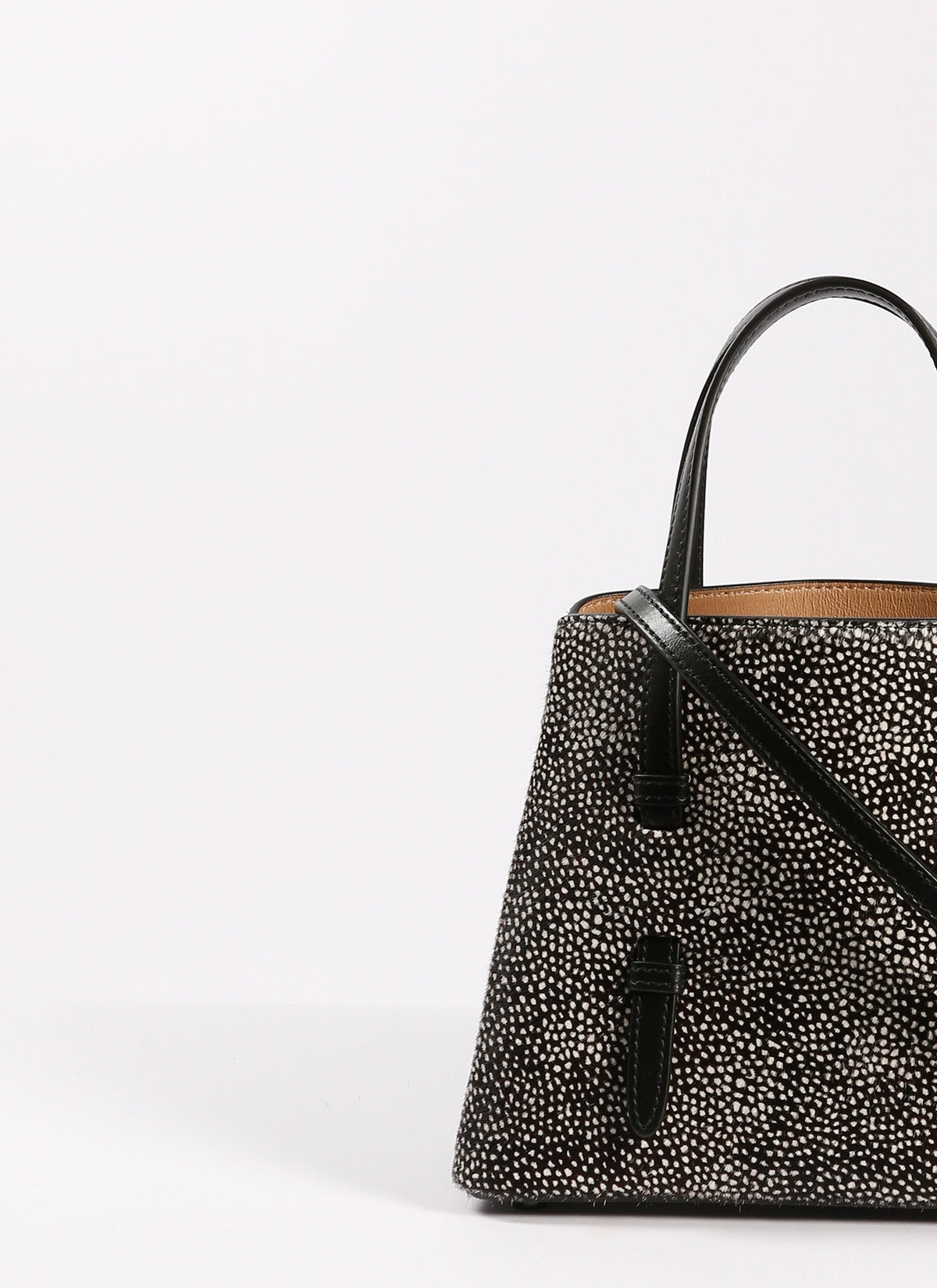 Sac Mina moucheté en cuir - Noir & Beige