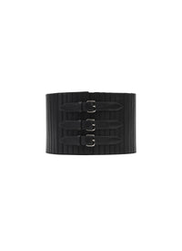 Corset élastique multi boucles en cuir - Noir