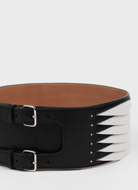 Ceinture graphique en cuir - Noir & Blanc