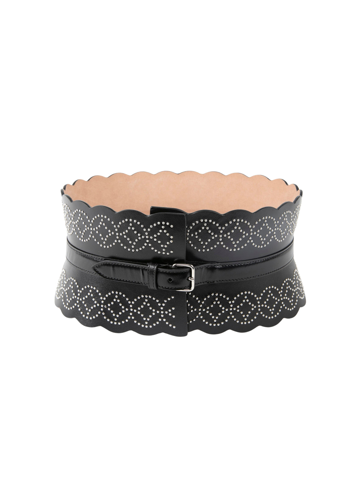 Ceinture corset cloutée en cuir - Noir intense
