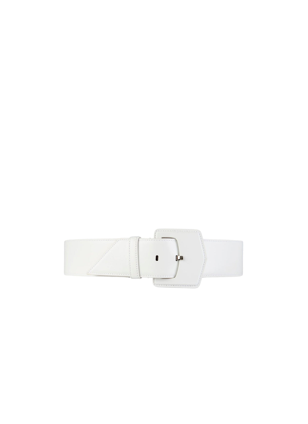 Ceinture à boucle géométrique oversize en cuir - Blanc Optique