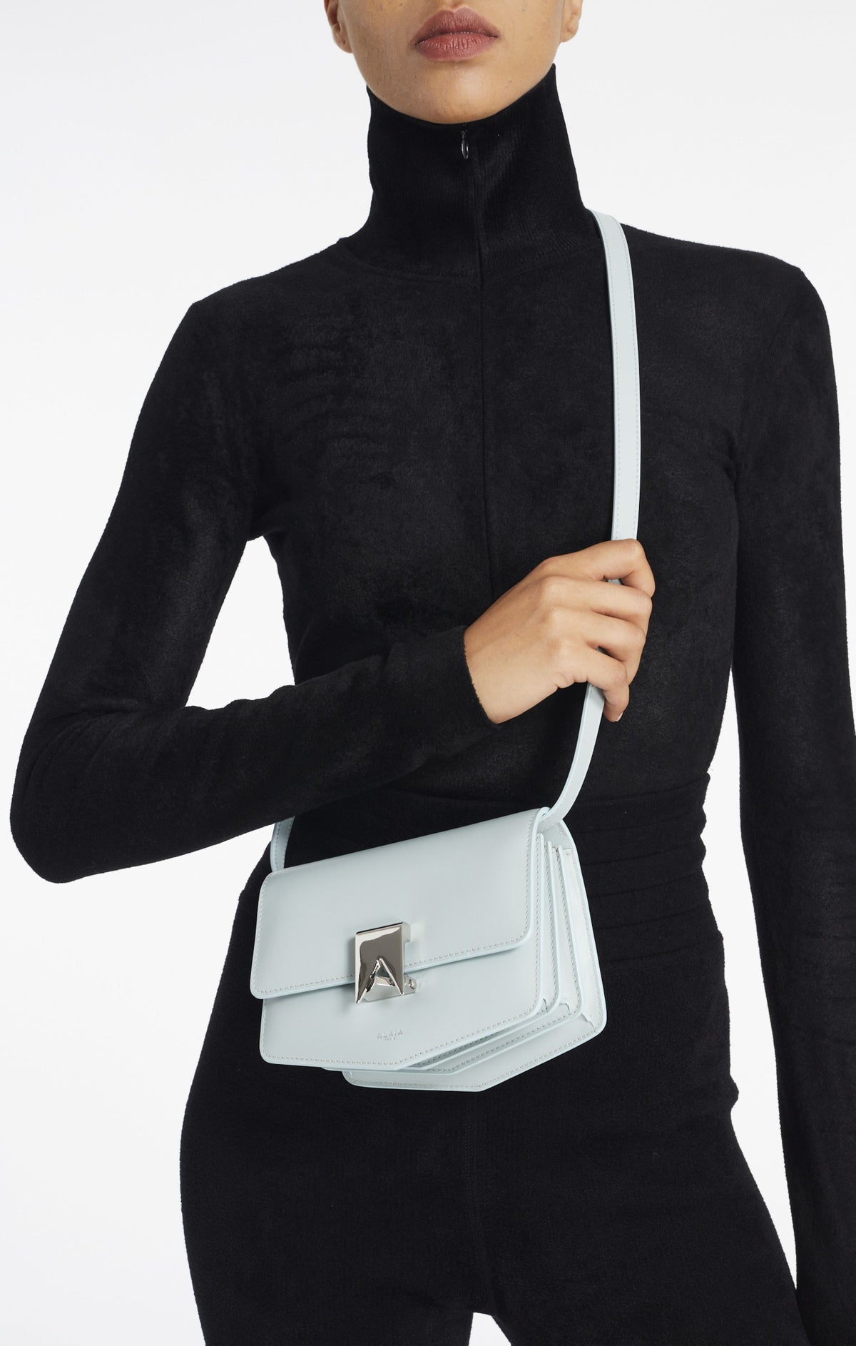 Le Papa Small Leather Bag - Grey Green