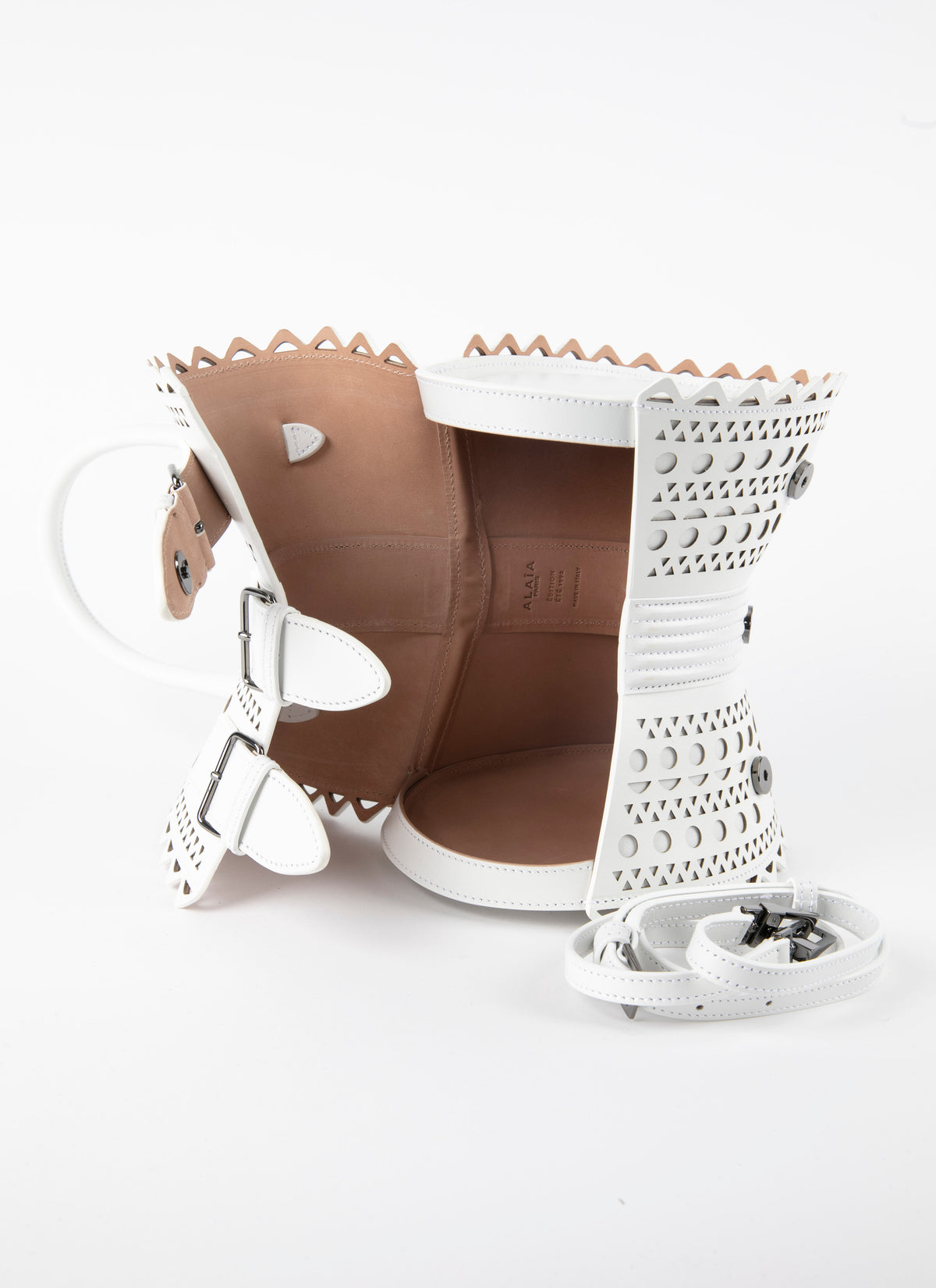 Sac corset 18 en cuir - Blanc Optique