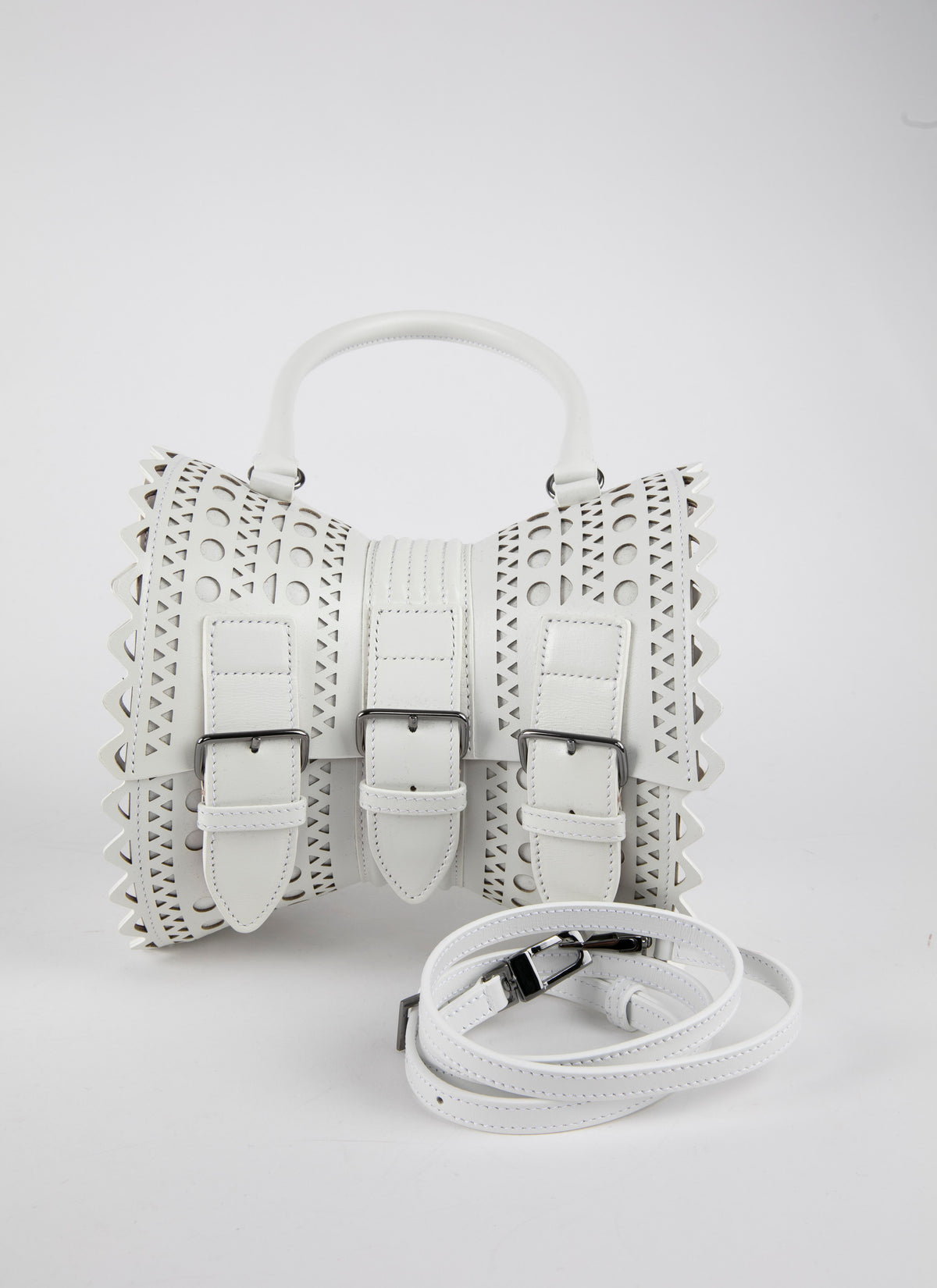 Sac corset 18 en cuir - Blanc Optique