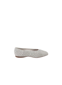Ballerines ajourées à bout rond en cuir - Blanc Cassé