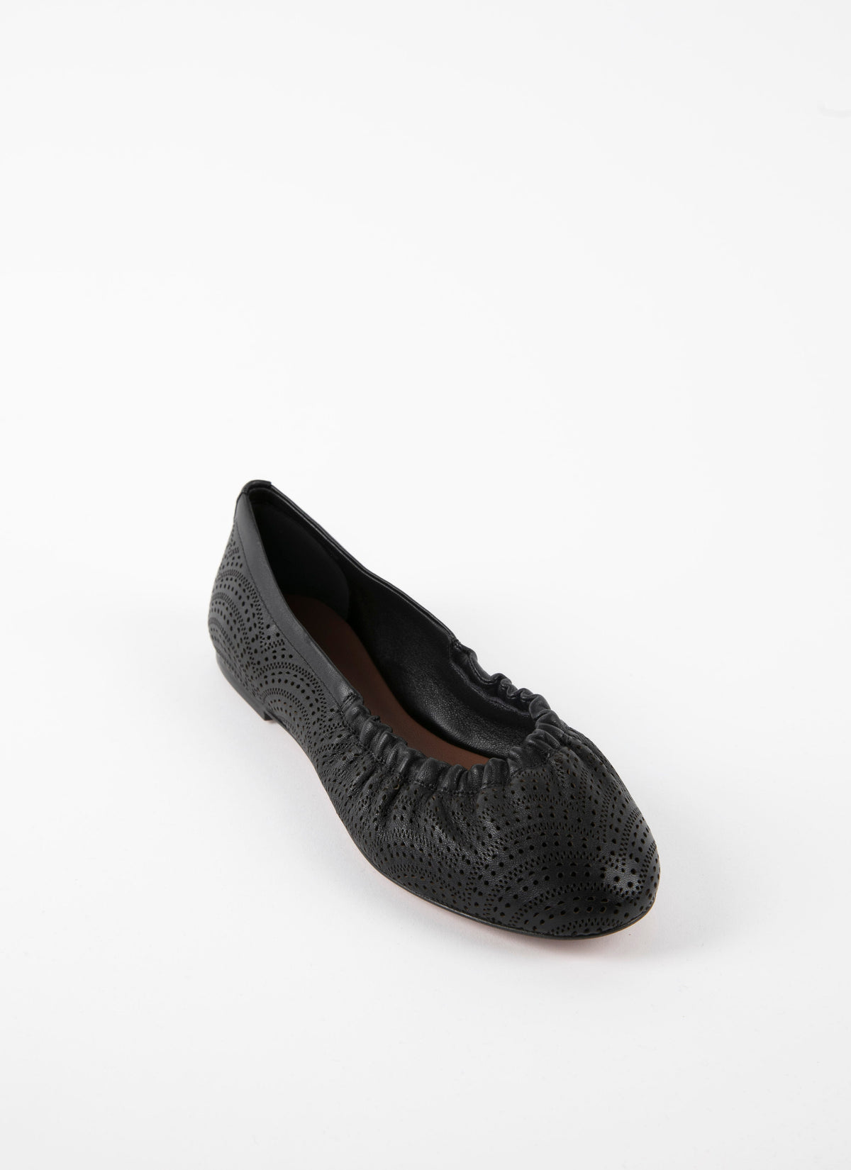 Ballerinas with openwork pattern in leather - Black