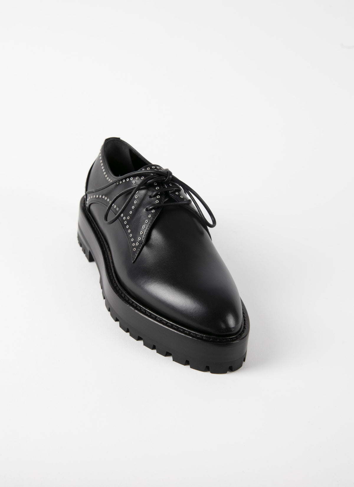 Derbies with small eyelets in leather - Black intense