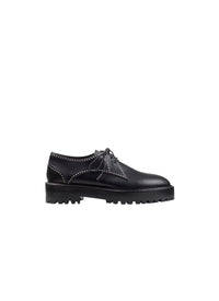 Derbies with small eyelets in leather - Black intense
