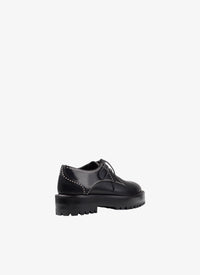 Derbies with small eyelets in leather - Black intense