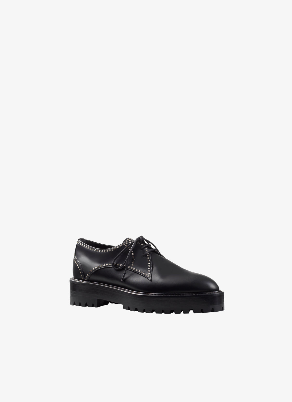 Derbies with small eyelets in leather - Black intense