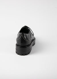 Derbies with small eyelets in leather - Black intense