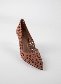 Openwork court shoes 90 in leather - Tobacco