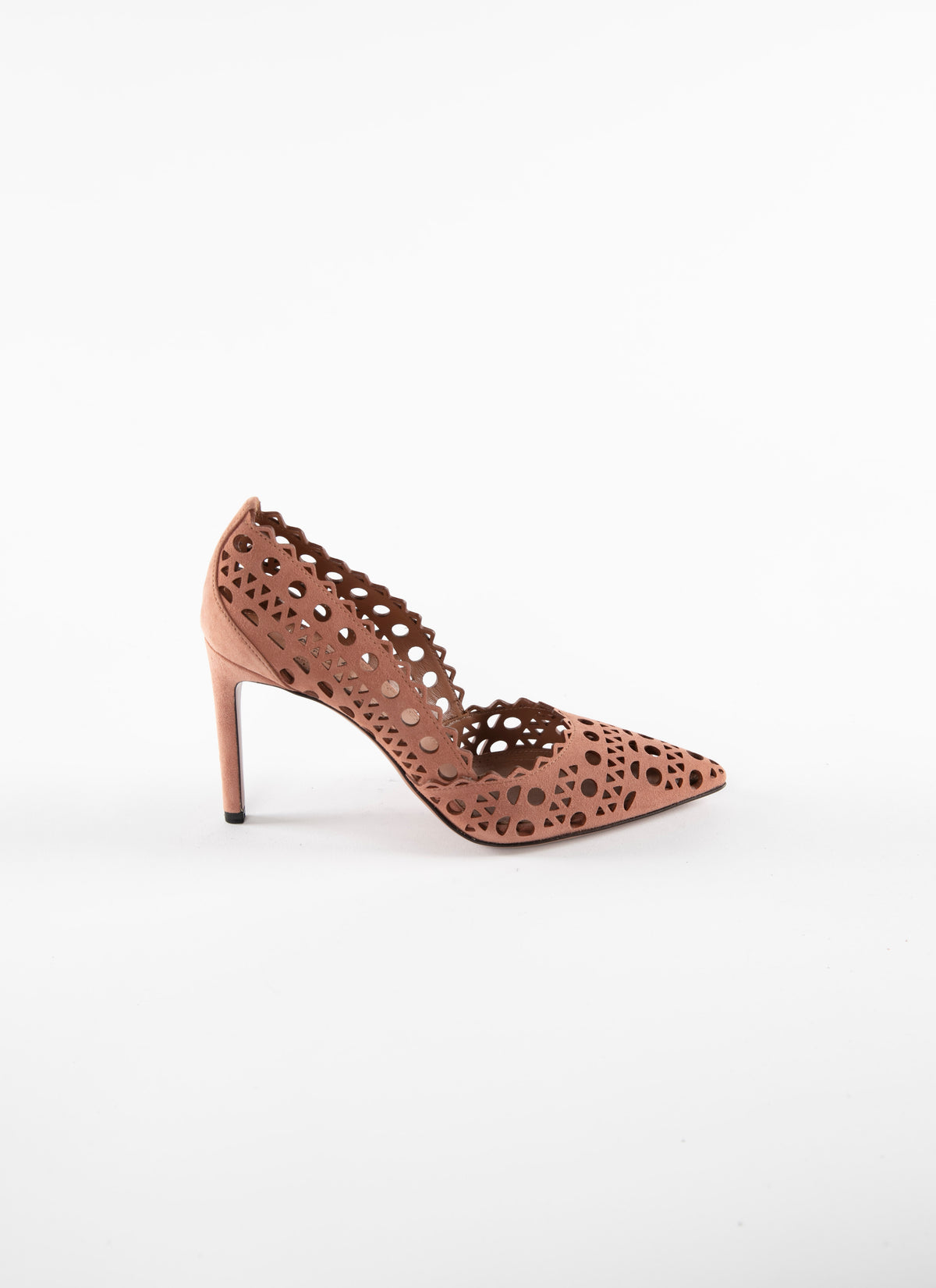 Openwork court shoes 90 in leather - Tobacco