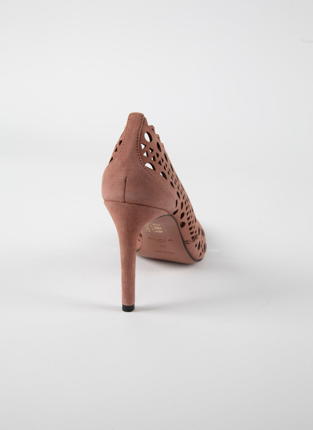 Openwork court shoes 90 in leather - Tobacco