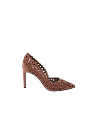 Openwork court shoes 90 in leather - Tobacco
