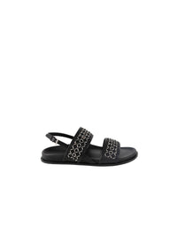 Leather strap mules with eyelets - Black intense