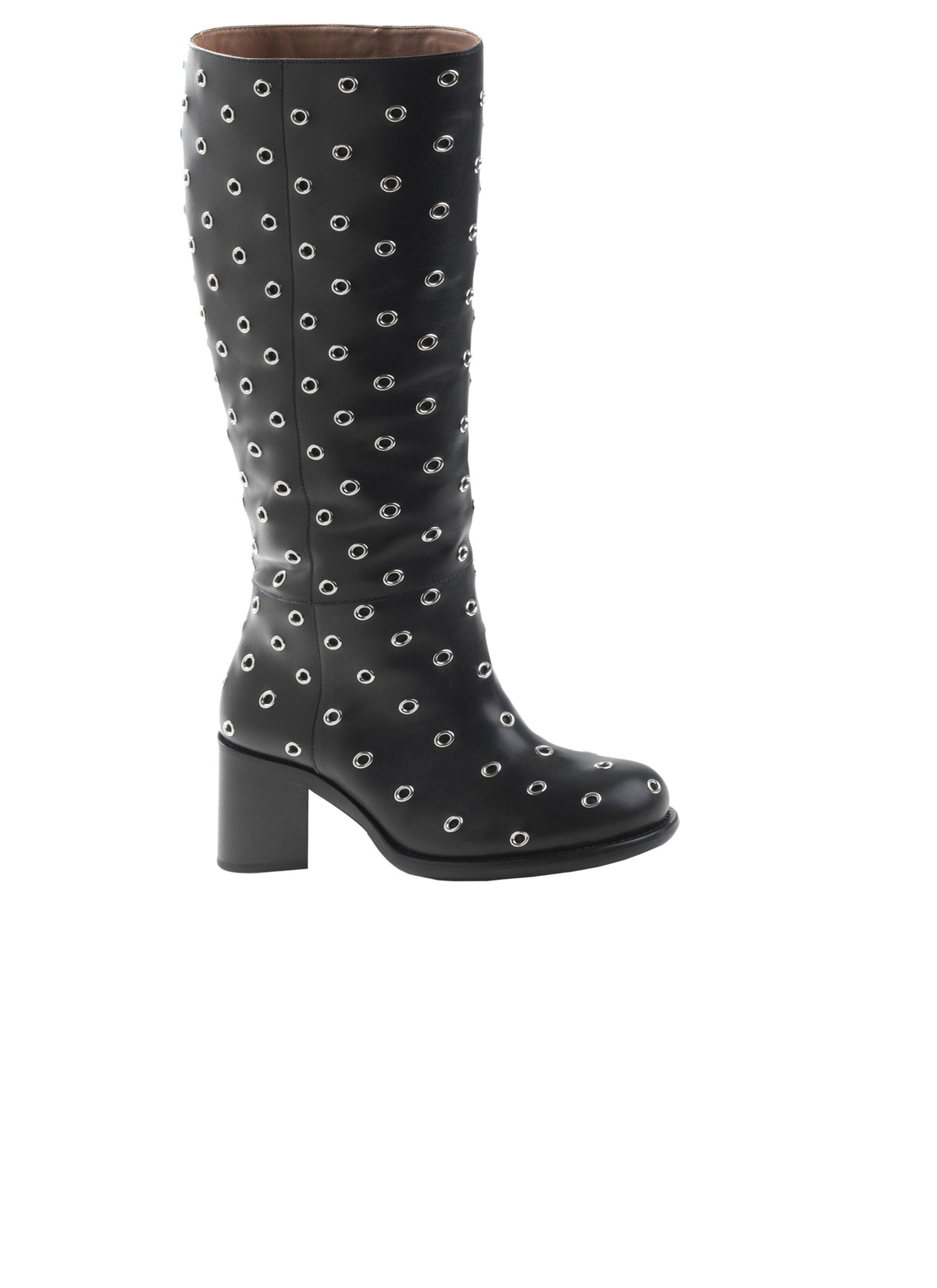 Round leather boots - Black