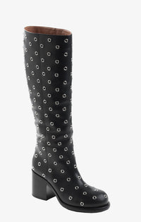 Round leather boots - Black