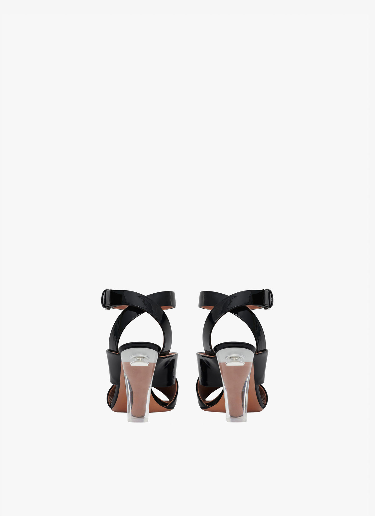 Square-heeled 90 sandals in patent leather - Black