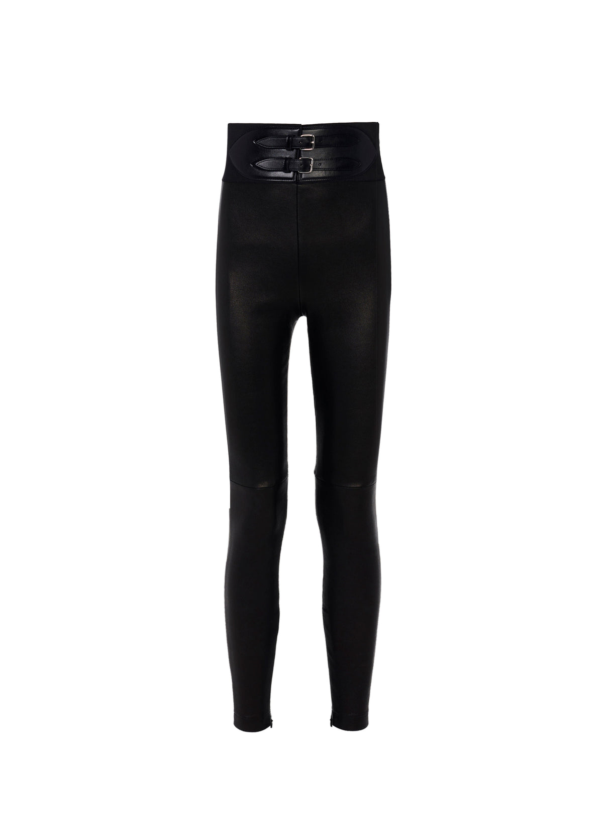 Legging taille haute en cuir stretch - Noir