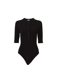 Body à boutons à manches 3/4 - Noir Alaïa
