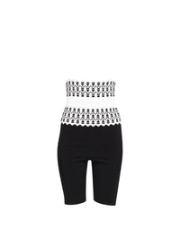 Belted short leggings - White & Black