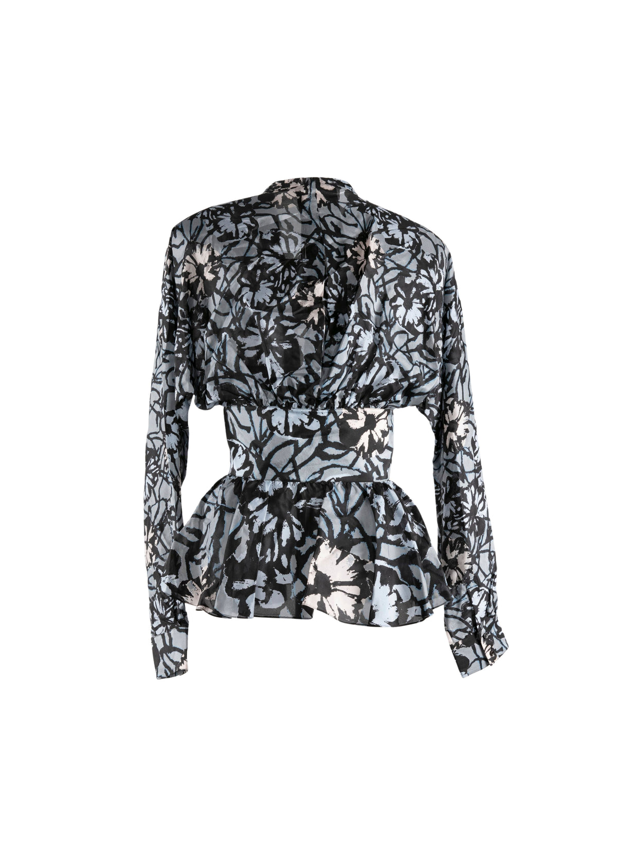 Chemise noeud en soie - Noir & Bleu