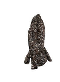 Chemise à manches longues en soie mélangée - Kaki & Noir