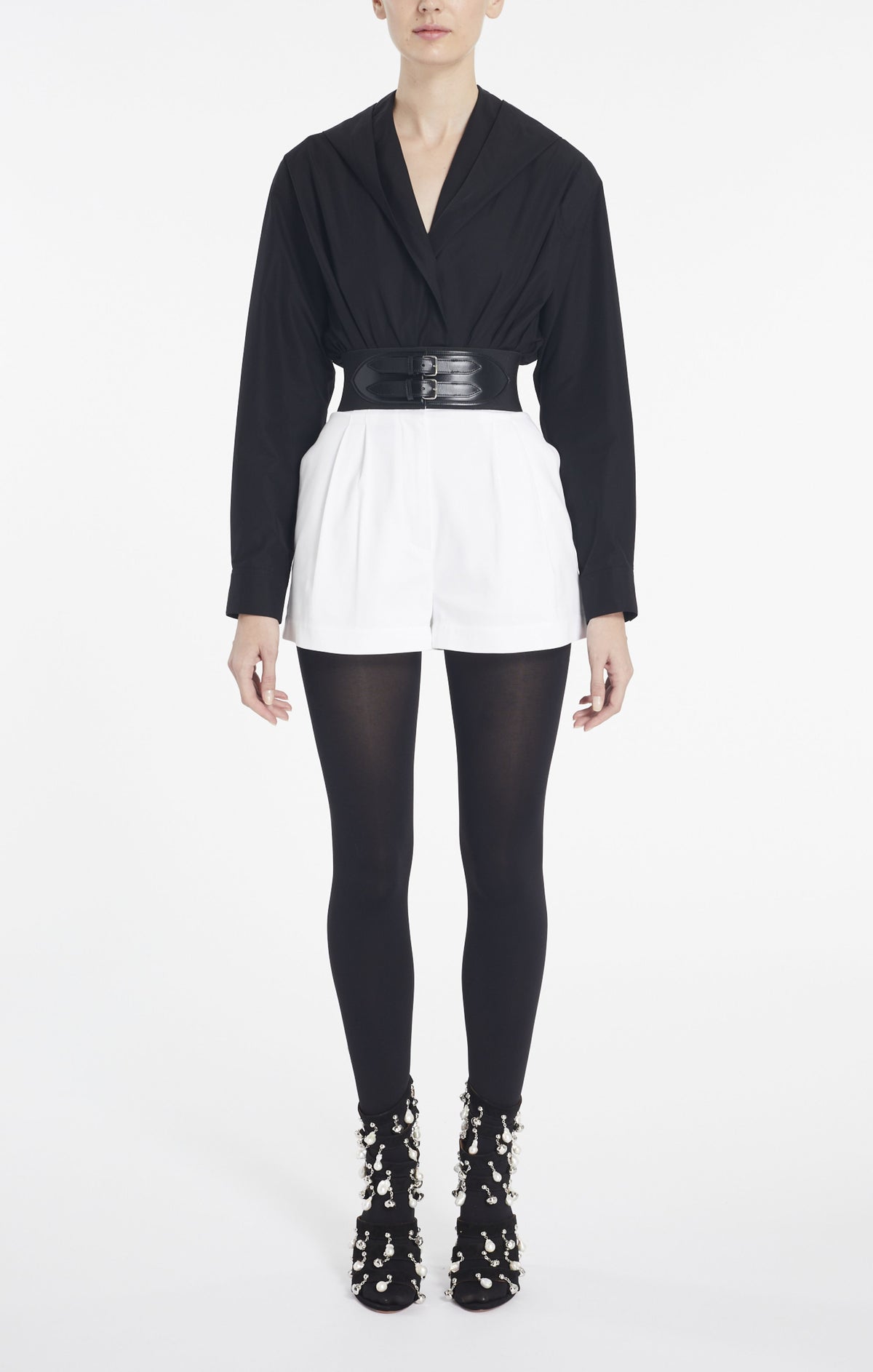 Body à capuche en popeline de coton - Noir Alaïa