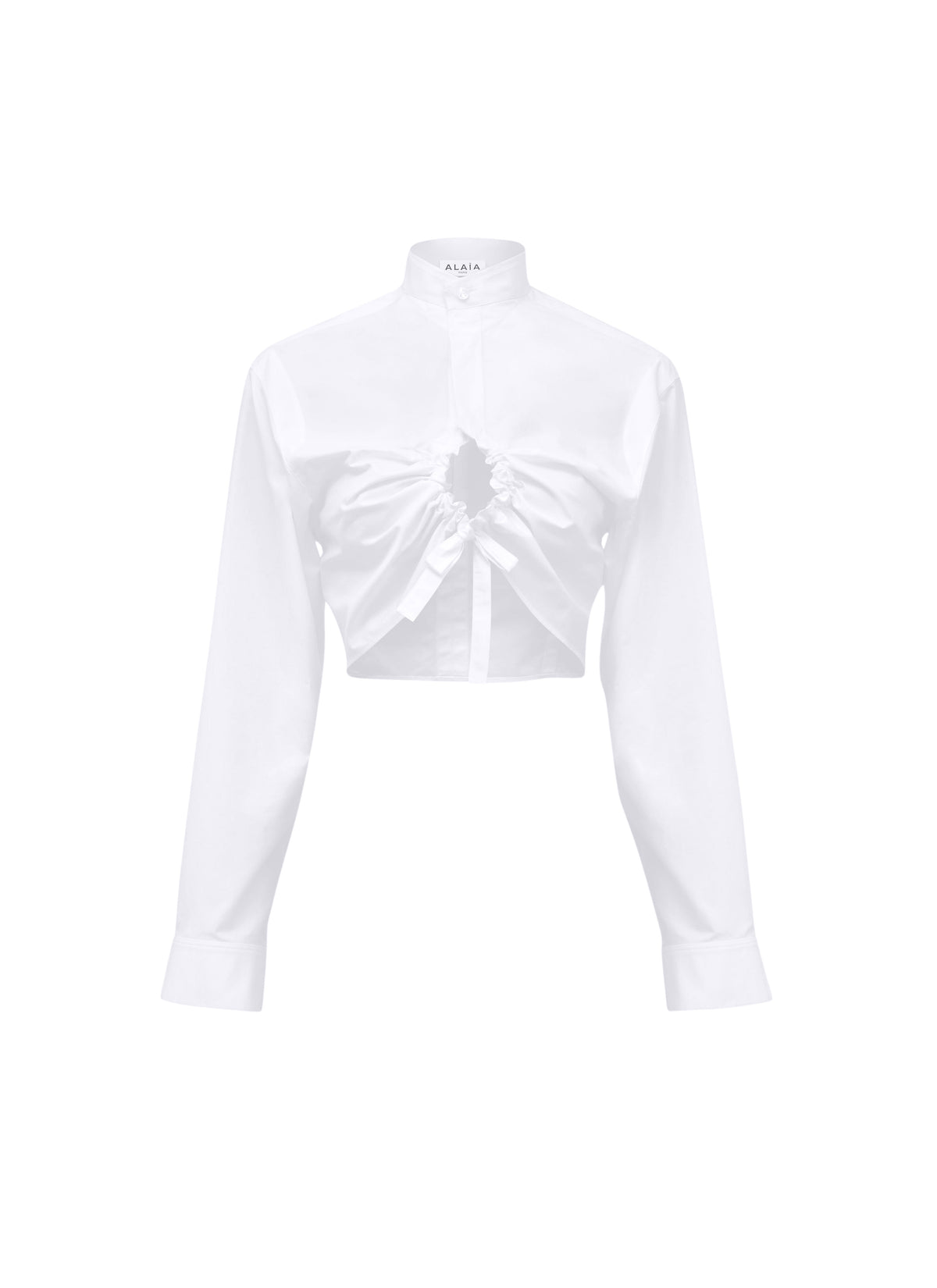 Cotton poplin cropped shirt - White