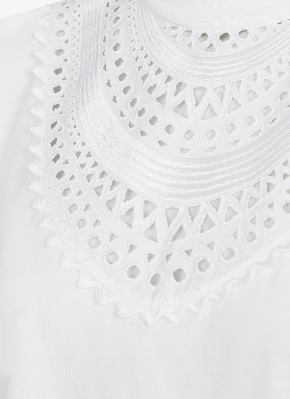 T-shirt à plastron ajouré - Blanc