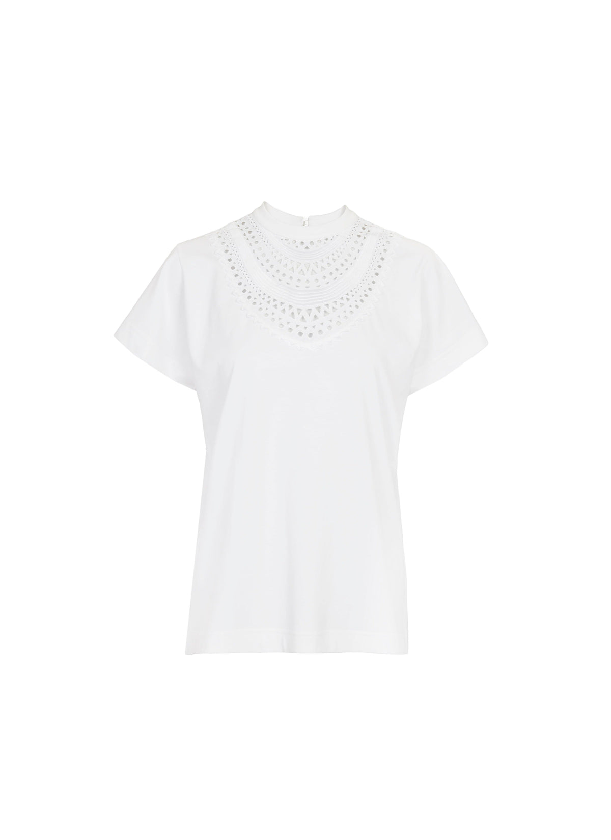 T-shirt à plastron ajouré - Blanc