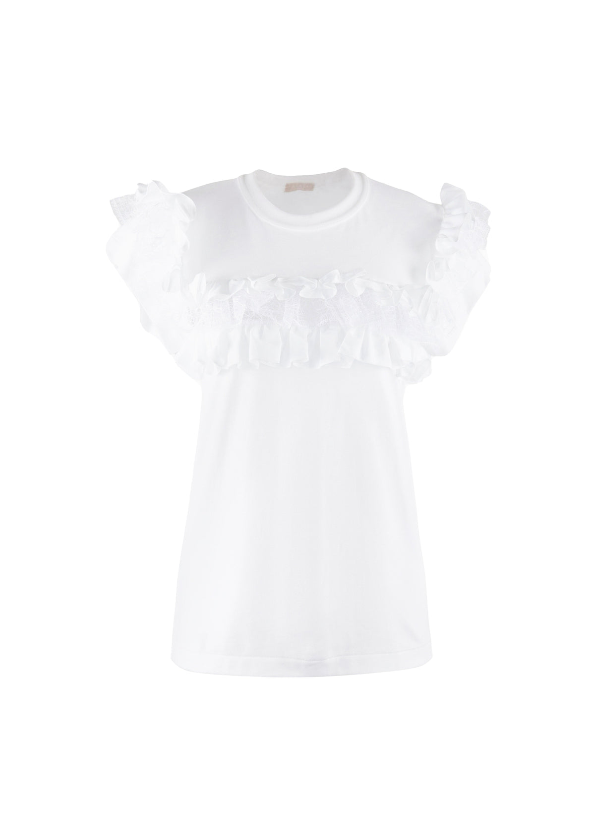 T-shirt with flutter sleeves - White