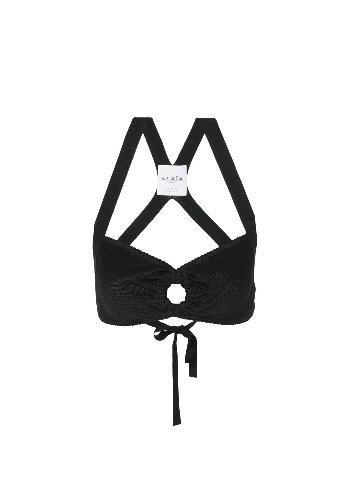 Brassière froncé à dos croisé - Noir