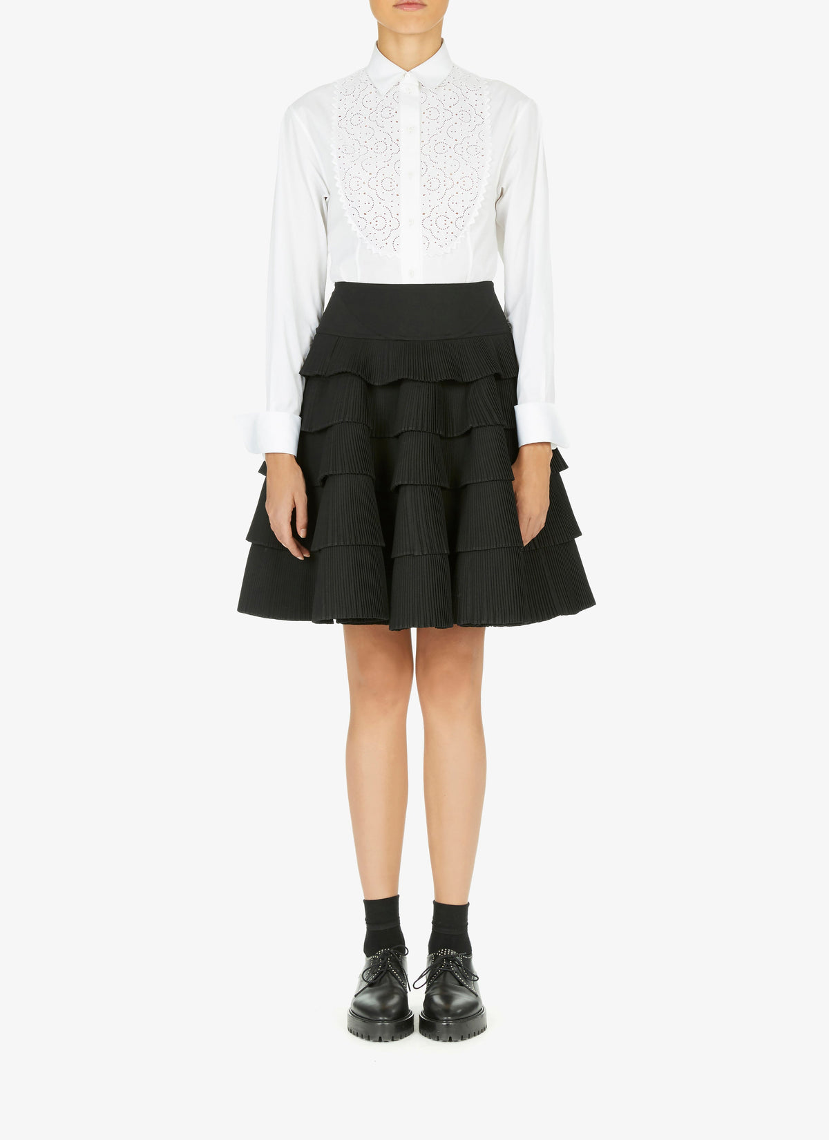 Pleated skirt in wool blend - Black