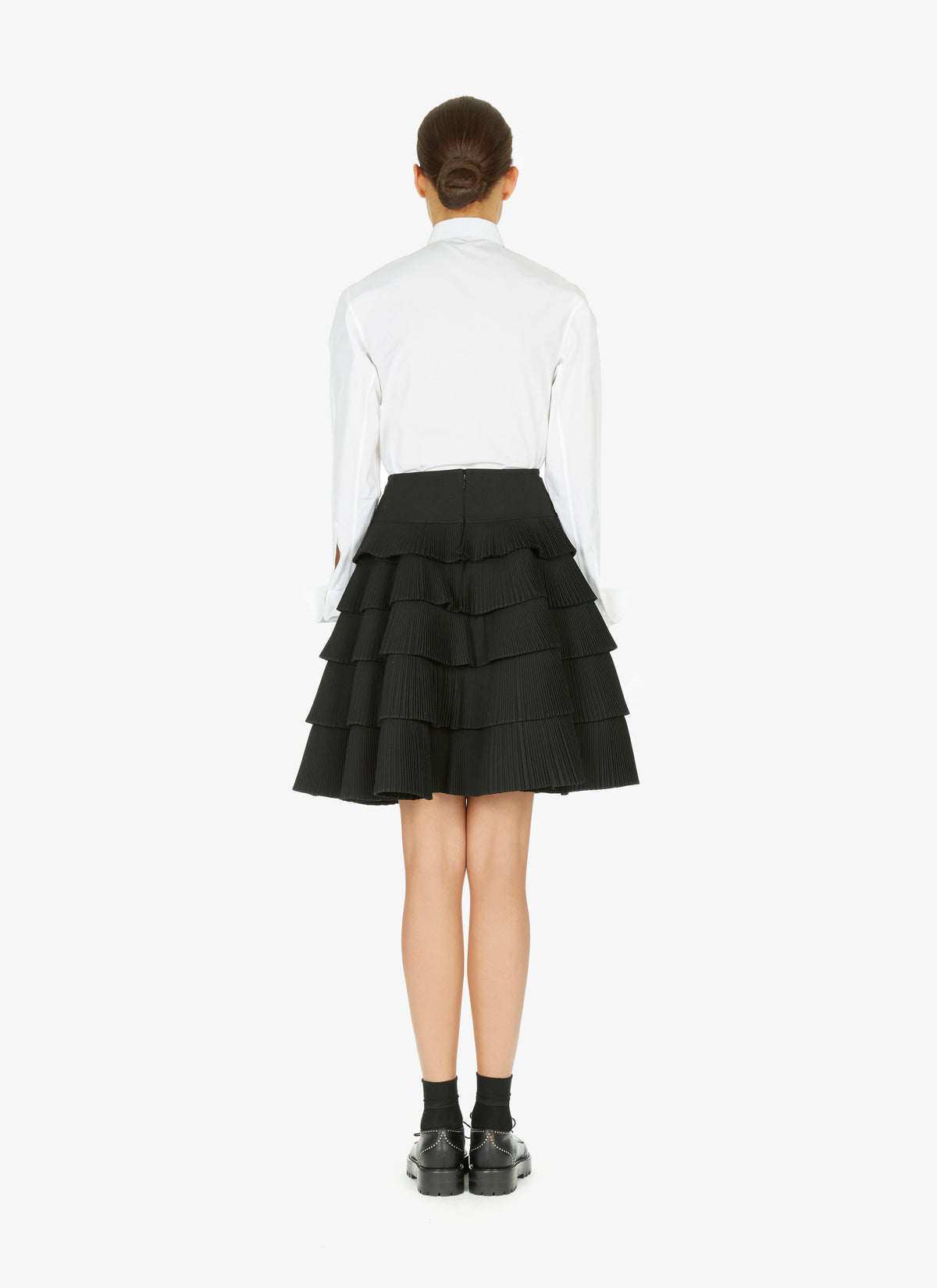 Pleated skirt in wool blend - Black