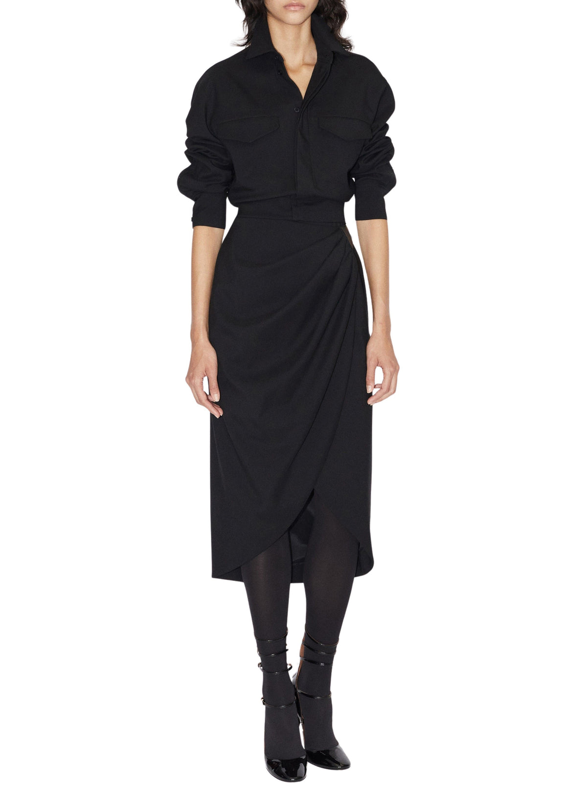 Jupe portefeuille en laine - Noir Alaïa