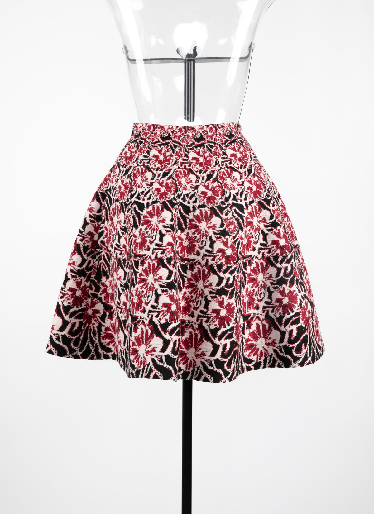 Jupe courte Plumeria en laine - Rouge & Nude