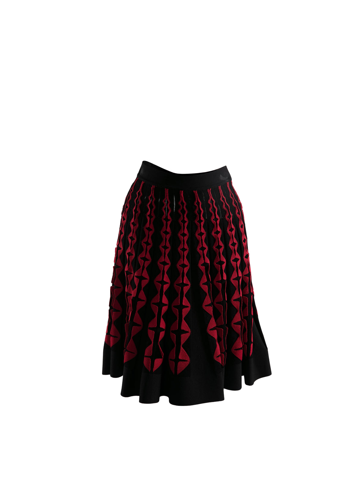 Jupe plissée avec détails contrastés - Noir & Rouge