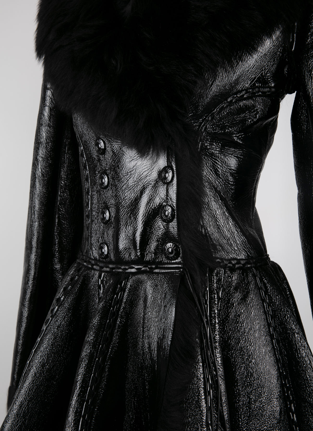 Manteau court en cuir - Noir