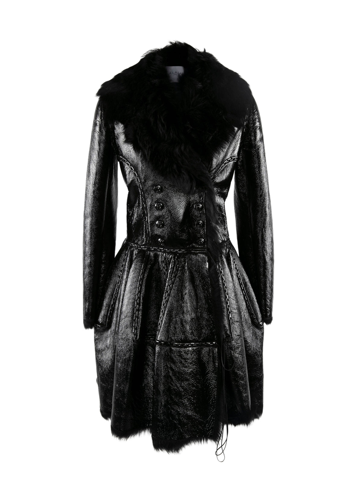 Manteau court en cuir - Noir